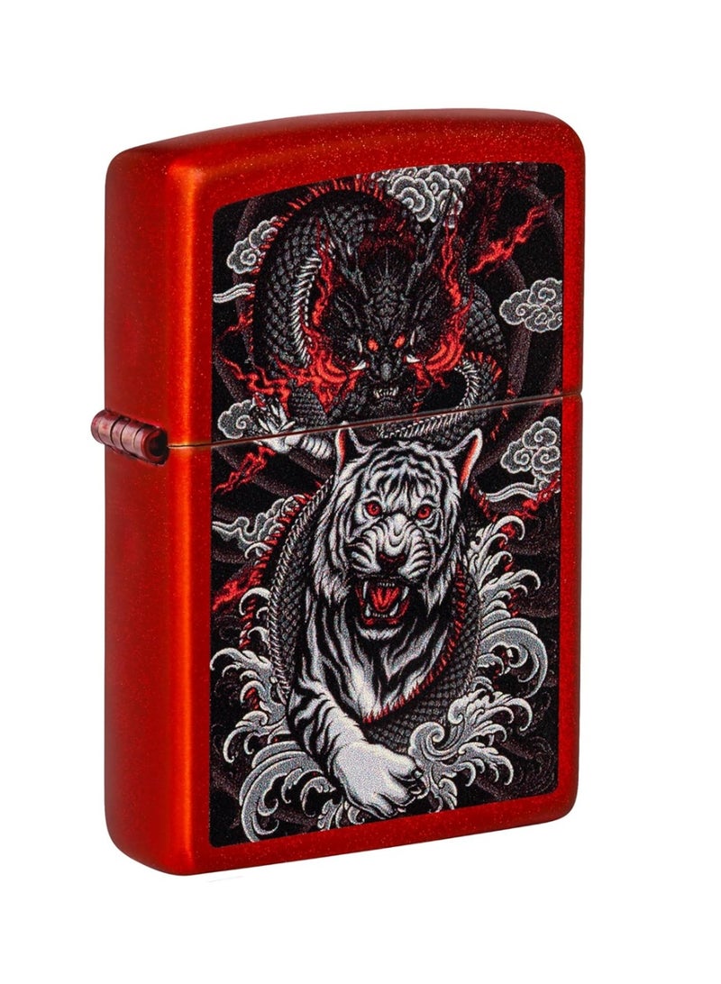 Zippo Dragon Tiger Design Pocket Lighter (Red) - Image 2
