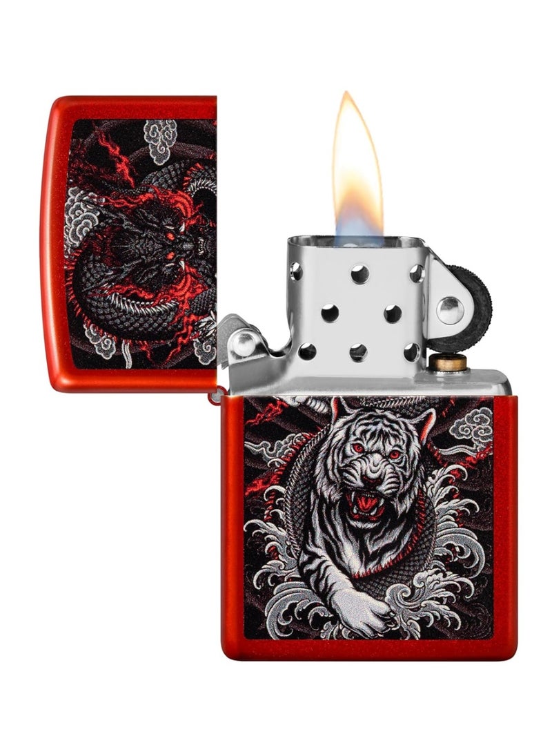 Zippo Dragon Tiger Design Pocket Lighter (Red) - Image 3