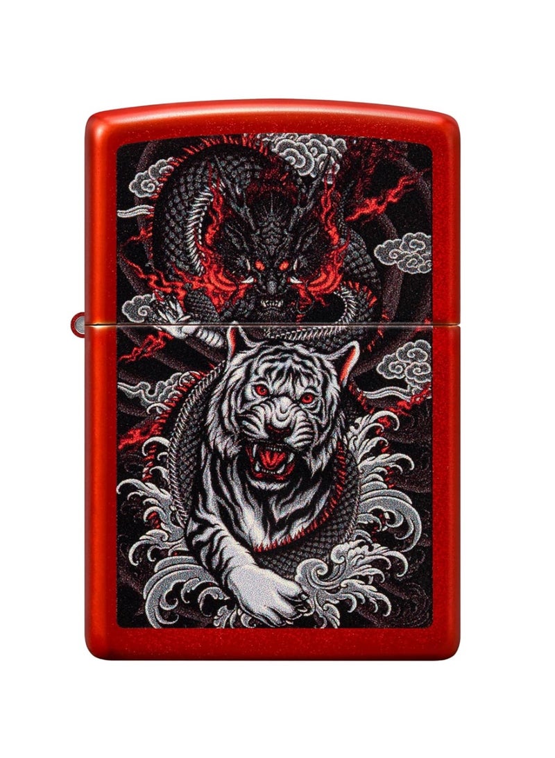 Zippo Dragon Tiger Design Pocket Lighter (Red) - Image 1