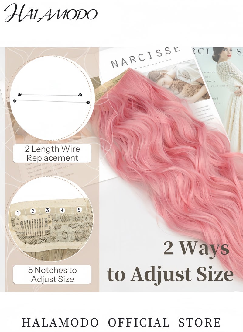 HALAMODO 24 Inch Pink Tape-In Hair Extensions Fashion Long Straight Wig Clip-in Hair Extensions Invisible Silky Straight Natural Extensions for Women - Image 4