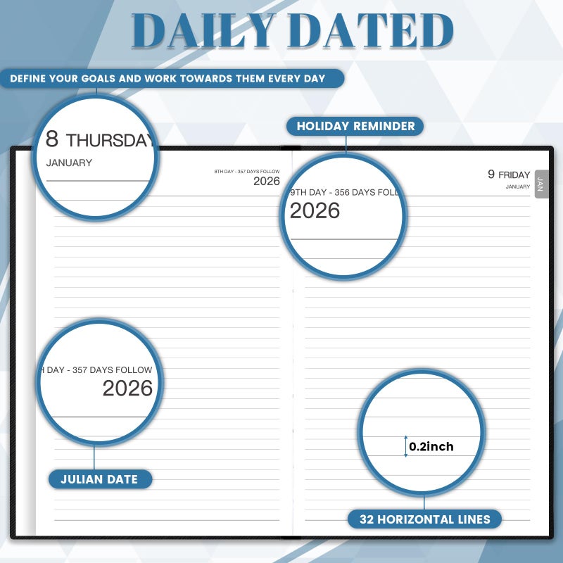 Artfan 2026 Daily Planner - 2026 Daily Planner Full Page Per Day, Page A Day Calendar 2026, Jan. 2026 - Dec. 2026, 5.8" x 8.4", Agenda for 365 Days - Image 4