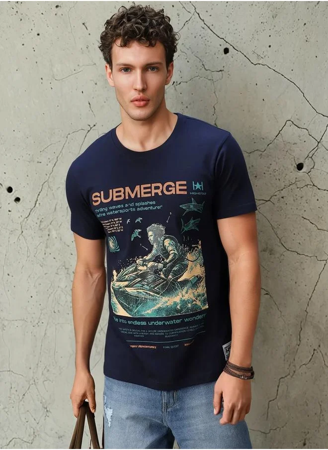 HIGH STAR Men Regular Fit Motoracer Graphic Printed F1 Cotton T-shirt