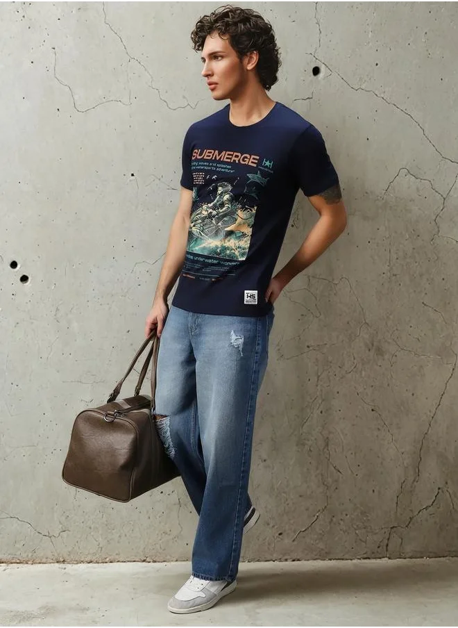HIGH STAR Men Regular Fit Motoracer Graphic Printed F1 Cotton T-shirt