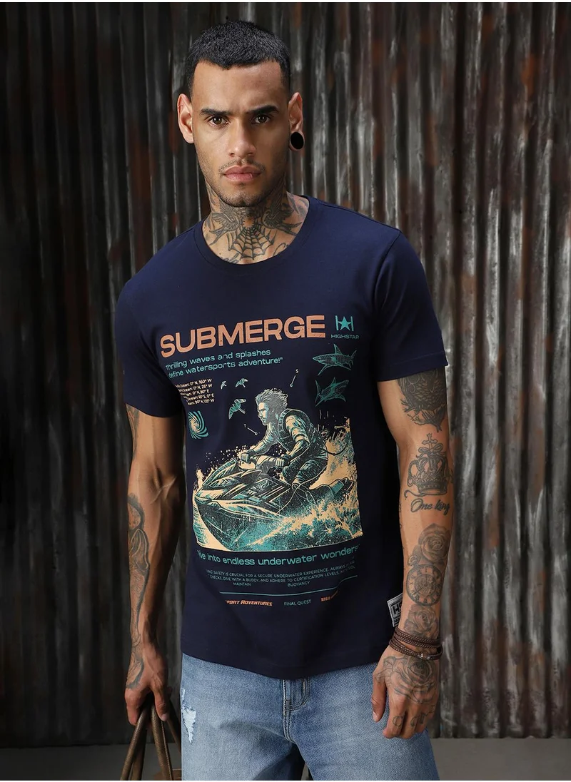 هاي ستار Men Navy Tshirts