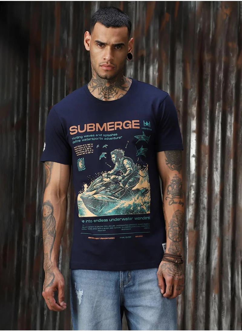 هاي ستار Men Navy Tshirts