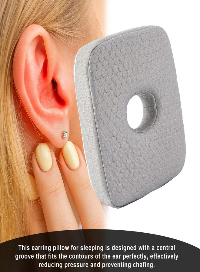FDFuZhao Piercing Pillow for Side Sleepers, Memory Foam Donut Pillow for Ear, Ear Pillows with Holes for Ear Pain, Earring Inflammation Pressure Sores, CNH, Soft and Comfortable Earring Pillow (Gray) - Image 4