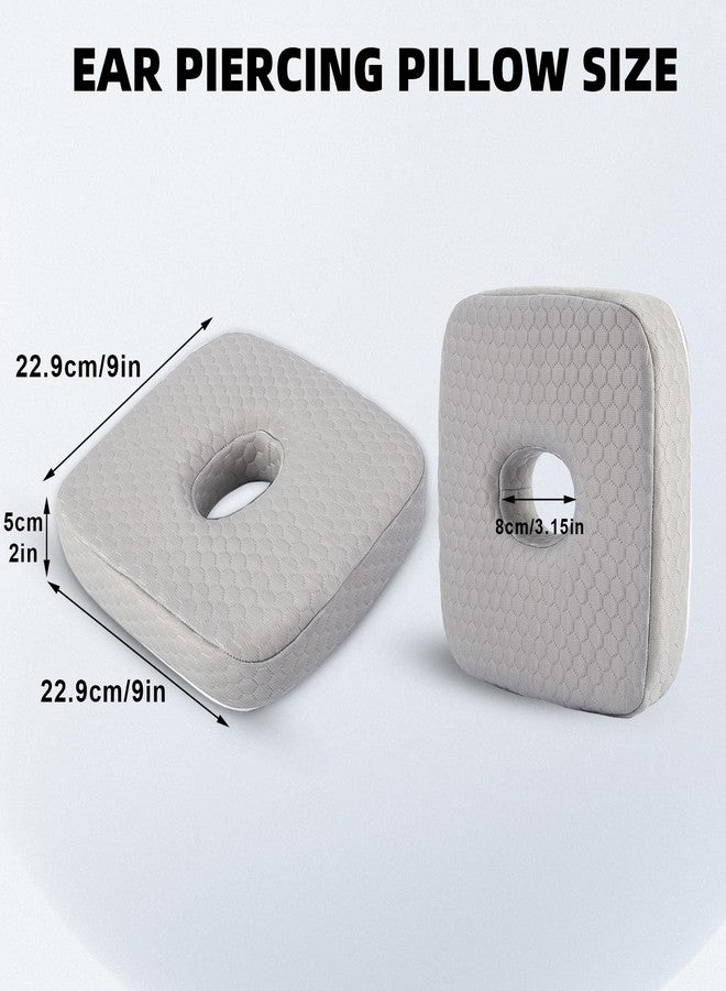 FDFuZhao Piercing Pillow for Side Sleepers, Memory Foam Donut Pillow for Ear, Ear Pillows with Holes for Ear Pain, Earring Inflammation Pressure Sores, CNH, Soft and Comfortable Earring Pillow (Gray) - Image 2