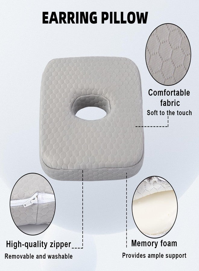 FDFuZhao Piercing Pillow for Side Sleepers, Memory Foam Donut Pillow for Ear, Ear Pillows with Holes for Ear Pain, Earring Inflammation Pressure Sores, CNH, Soft and Comfortable Earring Pillow (Gray) - Image 3