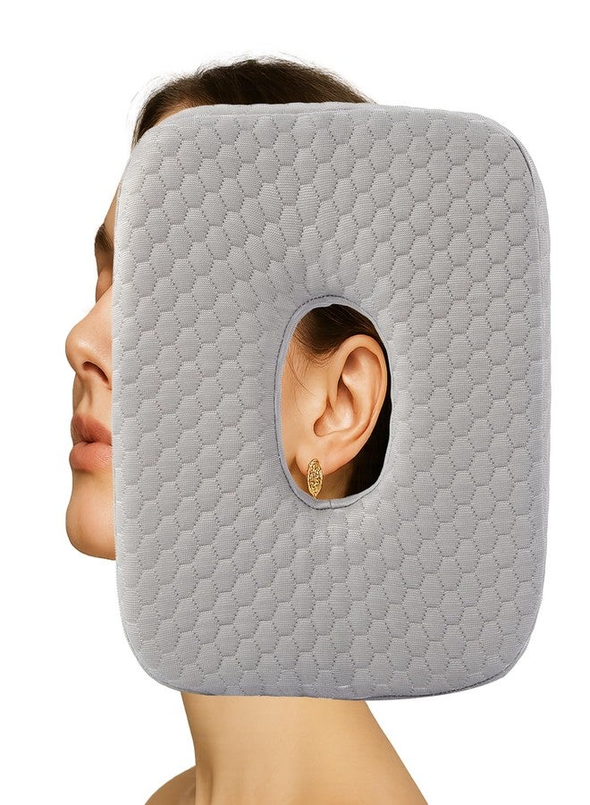 FDFuZhao Piercing Pillow for Side Sleepers, Memory Foam Donut Pillow for Ear, Ear Pillows with Holes for Ear Pain, Earring Inflammation Pressure Sores, CNH, Soft and Comfortable Earring Pillow (Gray) - Image 1