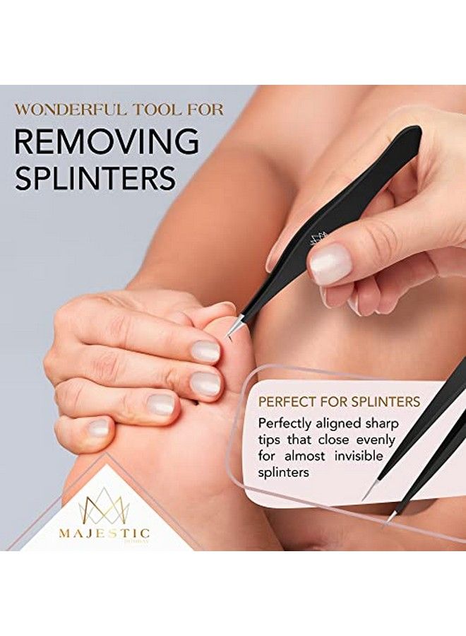 Majestic Bombay Fine Point Tweezers For Women And Men Splinter Ticks Facial Or Chin Hair Brow And Ingrown Hair Removal Sharp Needle Nose Stainless Steel Surgical Tweezers Precision Pluckers Majestic Bombay - Image 4