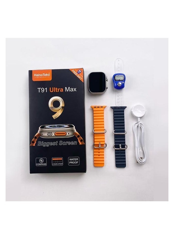 Haino Teko T91 Ultra Max Compass Two Strap Waterproof Smart Watch – Biggest Screen, Dual Strap Design, Advanced Fitness & Health Features, Free Gift Included, Perfect for Outdoor & Everyday Use - Image 3