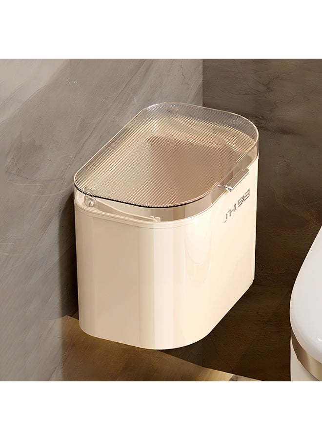 ايست من نون سلة سماد بلاستيكية للمطبخ للكونتر أو تحت الحوض، سلة قمامة صغيرة معلقة مع غطاء للمطبخ، الحمام، 26 × 16 × 19.5 سم، كريمي - Image 1