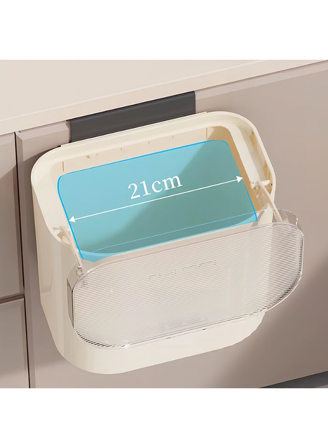 ايست من نون سلة سماد بلاستيكية للمطبخ للكونتر أو تحت الحوض، سلة قمامة صغيرة معلقة مع غطاء للمطبخ، الحمام، 26 × 16 × 19.5 سم، كريمي - Image 5