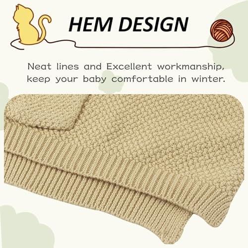 Peecabe Toddler Baby Girl Boy Cable Knit Sweater Cotton Infant Pullover Crewneck Long Sleeve Sweatshirt Fall Winter (2T, Khaki) - Image 5