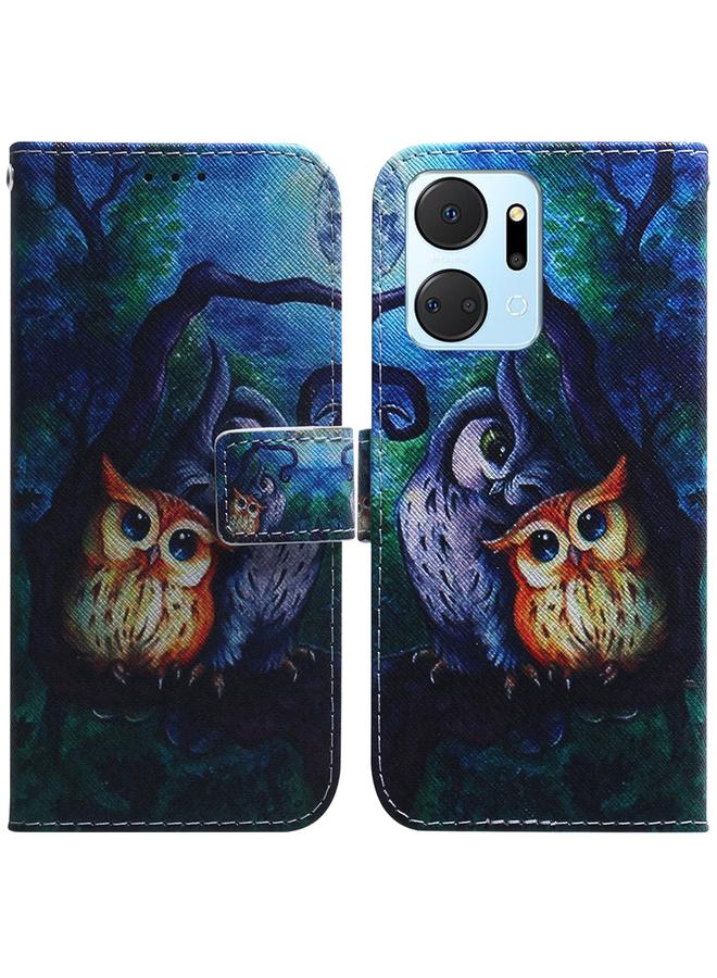 اس-توب جراب هاتف Honor X7A من الجلد القابل للطي برسومات ملونة - Image 1