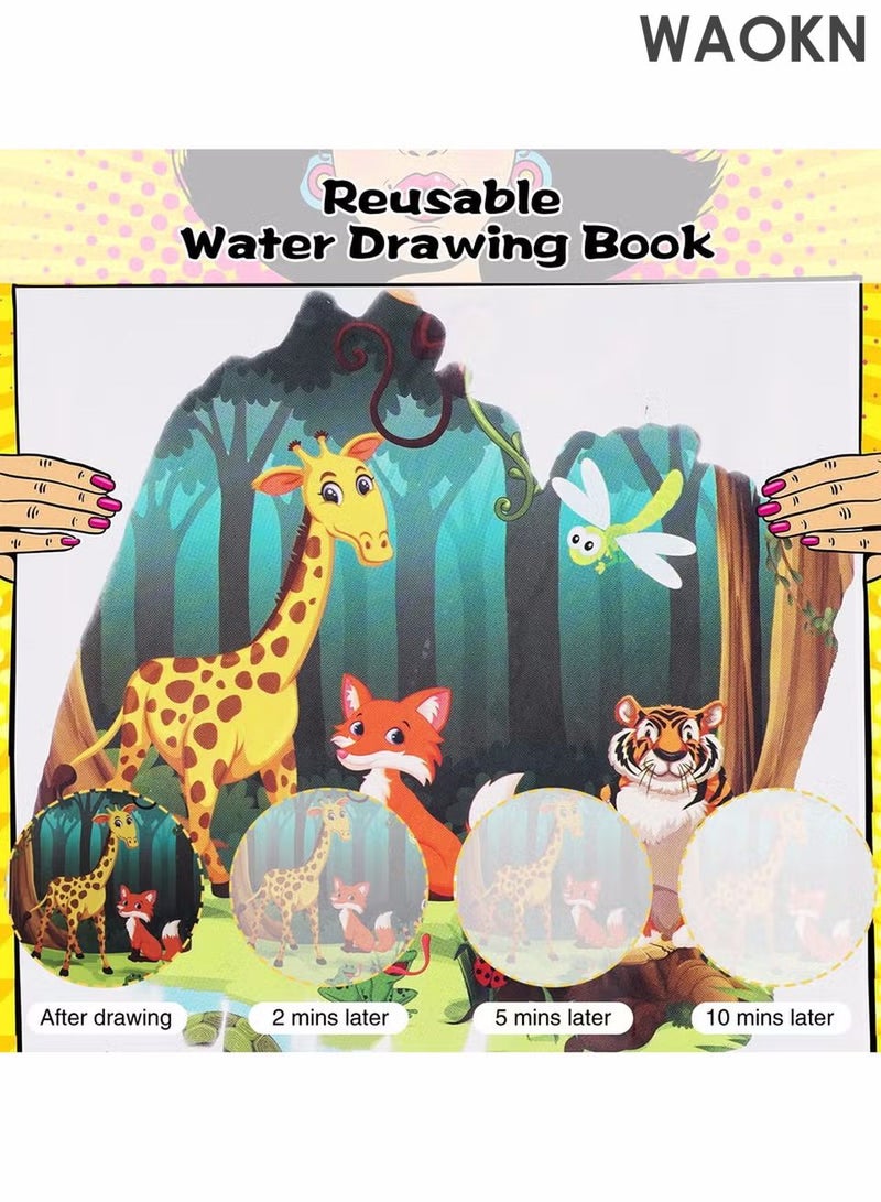 WAOKN 6 Pack Water Coloring Magic Book, Coloring Book for Kids Educational Toy Magic Water Colouring Book with Pen, Toddlers Kids Reusable Painting Universe Coloring Book, Boys and Girls Educational Learning Toys - Image 2