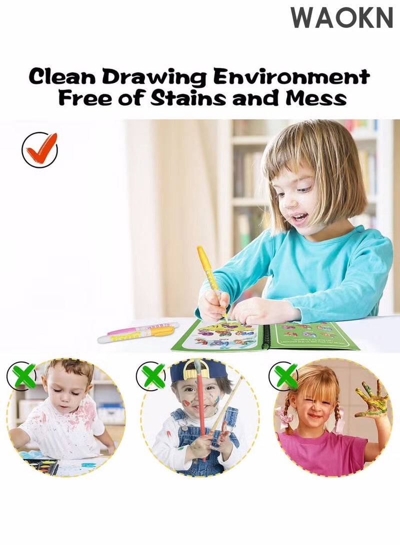 WAOKN 6 Pack Water Coloring Magic Book, Coloring Book for Kids Educational Toy Magic Water Colouring Book with Pen, Toddlers Kids Reusable Painting Universe Coloring Book, Boys and Girls Educational Learning Toys - Image 3