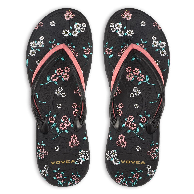 VOVEA Flip Flops For Women Non-Slip Bathroom Shower Shoes Cushion foam Indoor and Outdoor Sandals,Black US 8.5 - Image 1