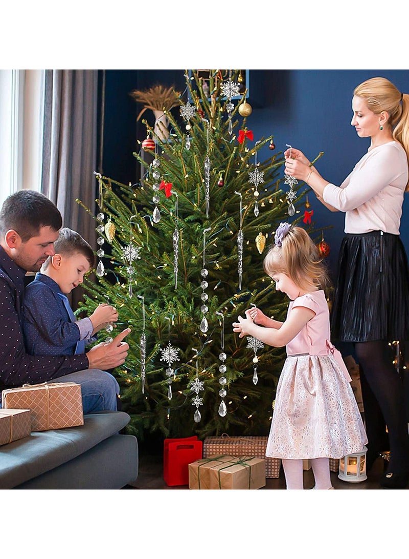 AUTOYSUR 1 عبوة/10 قطع زينة شجرة عيد الميلاد مصنوعة من الاكريليك على شكل أنهار جليدية، معلقات شفافة لشجرة عيد الميلاد لزينة عيد الميلاد في موضوع الثلج والثلج للحفلات - Image 2