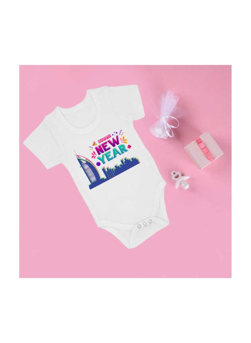 Happy New Year In Dubai With This Soft Cotton Baby Short Sleeve Onesie-Baby Bodysuit For New Year's Dubai-Baby's New Year's Outfit - Image 2