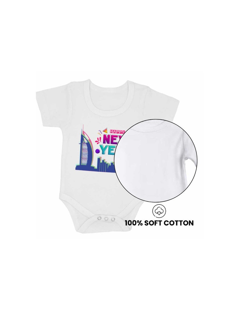 Happy New Year In Dubai With This Soft Cotton Baby Short Sleeve Onesie-Baby Bodysuit For New Year's Dubai-Baby's New Year's Outfit - Image 4