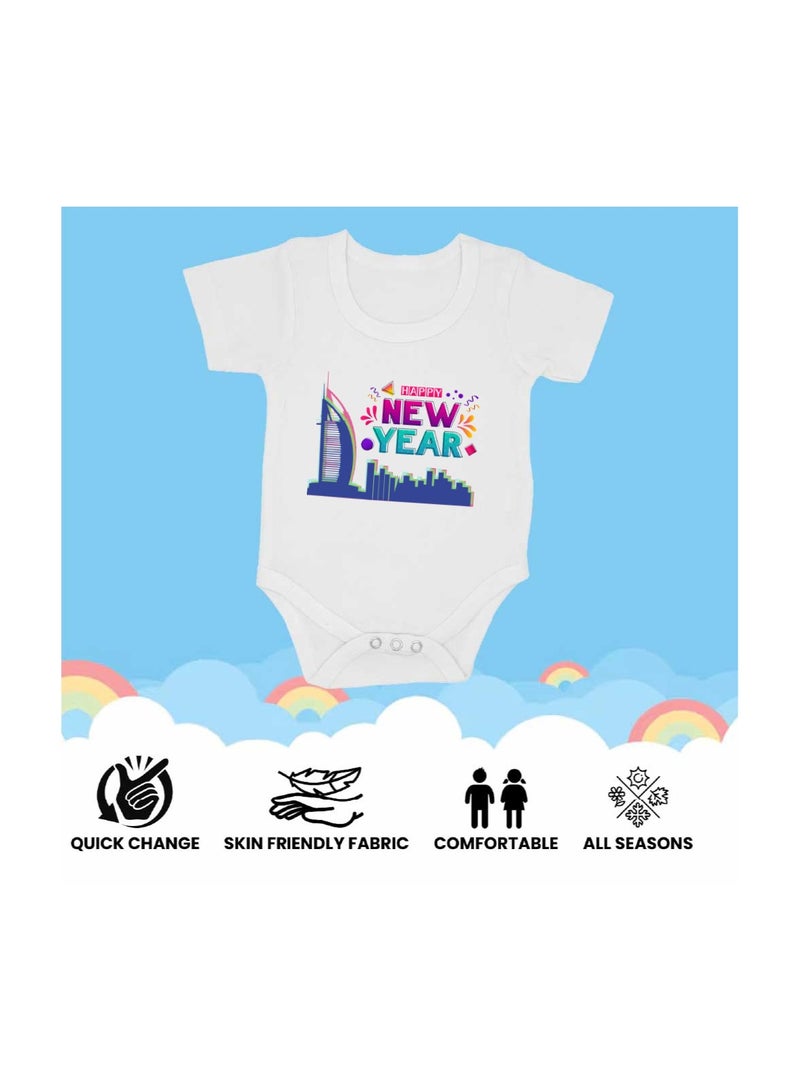 Happy New Year In Dubai With This Soft Cotton Baby Short Sleeve Onesie-Baby Bodysuit For New Year's Dubai-Baby's New Year's Outfit - Image 5