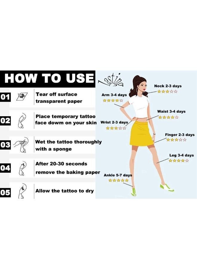30 Sheets DIY Temporary Tattoo Fashion Designs for Body - Image 2
