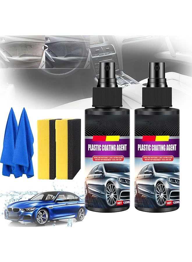 KASTWAVE Professional Car Interior Leather And Plastic Coating Agent, Leather Cleaner For Car Interior, Leather Cleaner And Conditioner For Car Interior, Plastic Leather Restorer, Car Refurbishment Clean Agent - Image 1