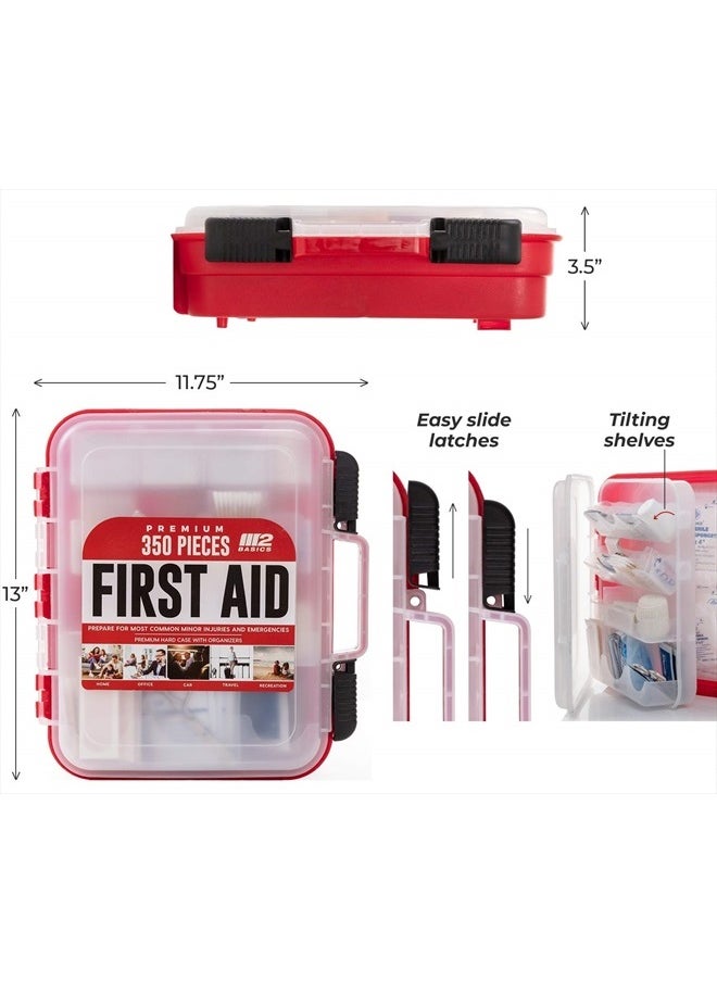 M2 BASICS Professional 350 Piece Emergency First Aid Kit | Business & Home Medical Supplies | Hard Case, Dual Layer, Wall Mountable | Office, Car, School, Camping, Hunting, Sports  - Image 5