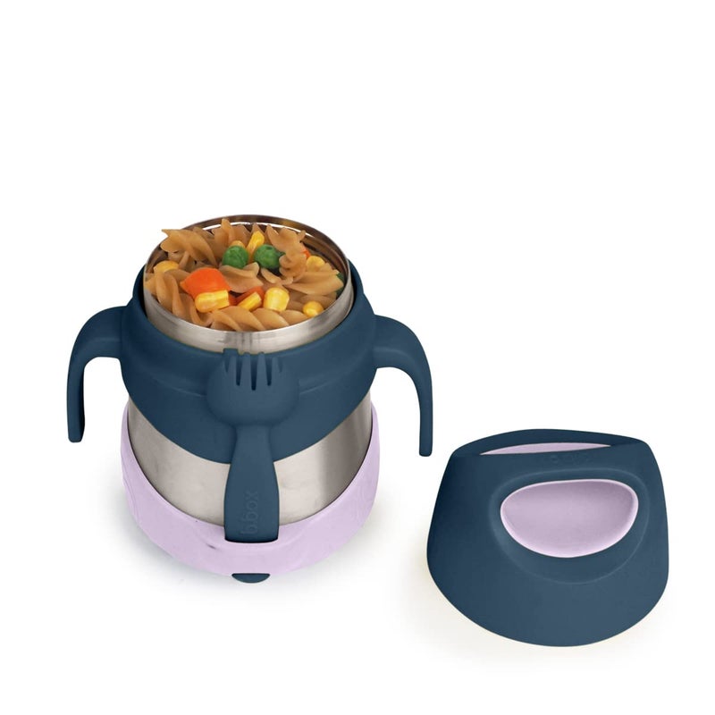 b.box Insulated Food Jar with Spork for Toddlers | Easy Open Container | Stainless Steel, 5hrs+ of Perfect Temperatures | Dishwasher Safe, BPA Free (Indigo Rose, 11 oz) - Image 1