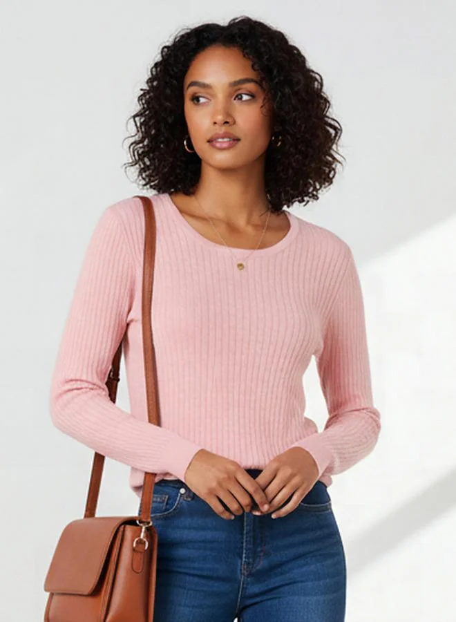 2Xtremz 2Xtremz Slim Fit Textured Round Neck Tricot Sweater