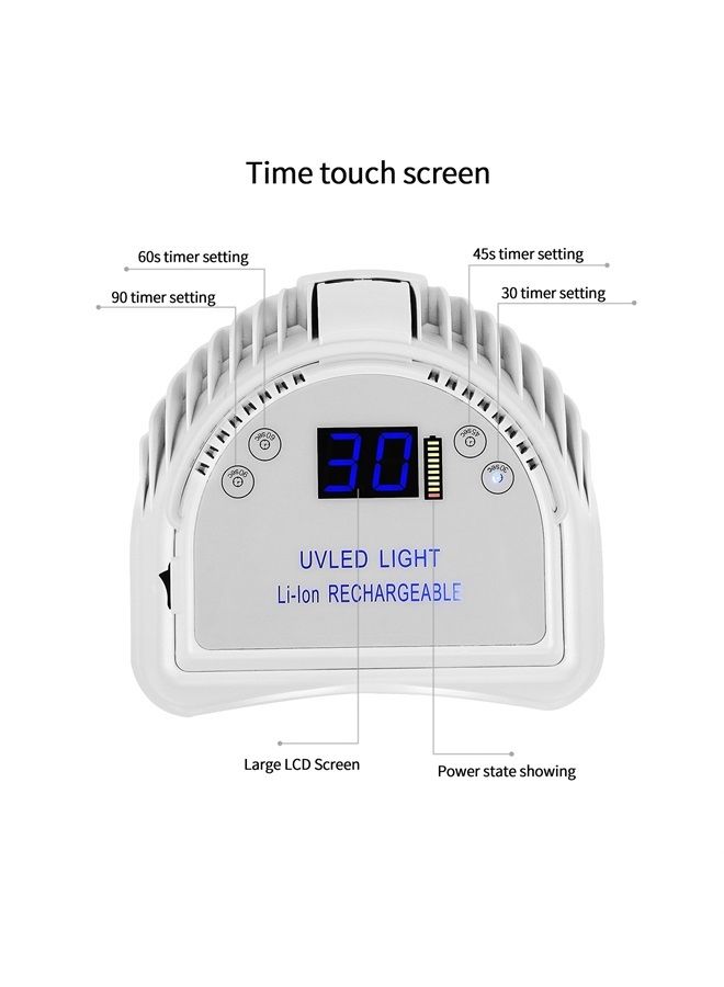 64W Rechargeable Pro LED Gel Nail UV Light Wireless UV LED Nail Lamp Cordless Led Light for Nails(White)