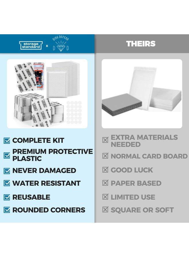 Storage Standard Ding Defend Card Shipping Kit Envelope Bubble Mailers - Includes 110 4'' x 6'' Semi-Transparent Small Padded Envelopes/Protectors, 55 Small Bubble Mailers, 240 Tape Seals for Collectible Cards & Slabs - Image 2