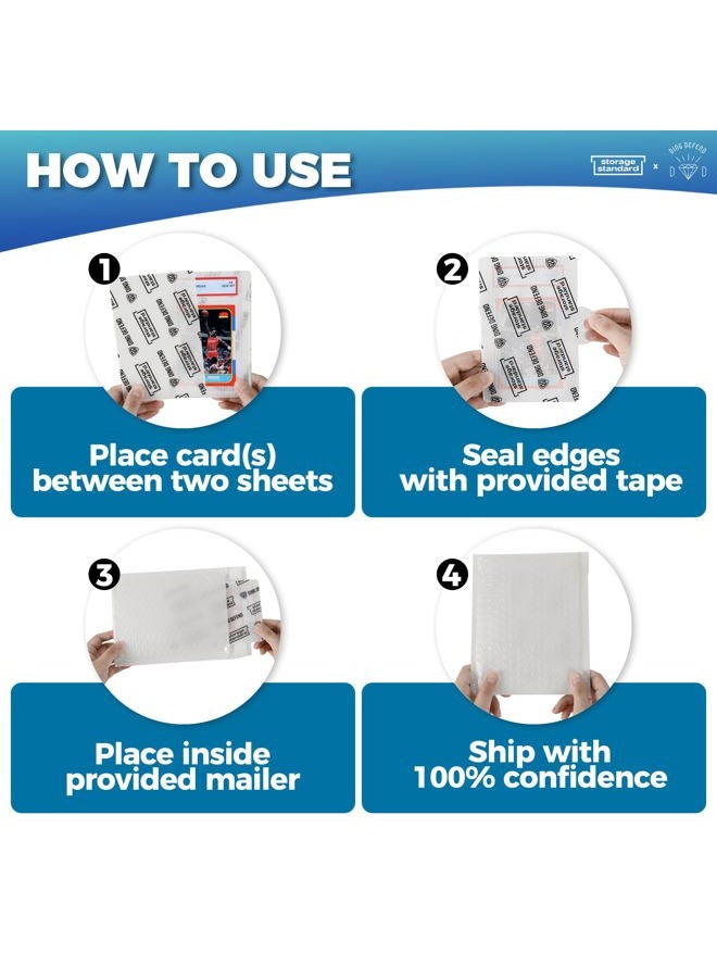 Storage Standard Ding Defend Card Shipping Kit Envelope Bubble Mailers - Includes 110 4'' x 6'' Semi-Transparent Small Padded Envelopes/Protectors, 55 Small Bubble Mailers, 240 Tape Seals for Collectible Cards & Slabs - Image 3