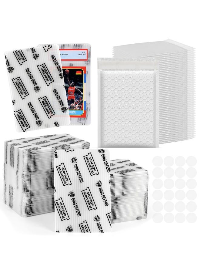 Storage Standard Ding Defend Card Shipping Kit Envelope Bubble Mailers - Includes 110 4'' x 6'' Semi-Transparent Small Padded Envelopes/Protectors, 55 Small Bubble Mailers, 240 Tape Seals for Collectible Cards & Slabs - Image 1