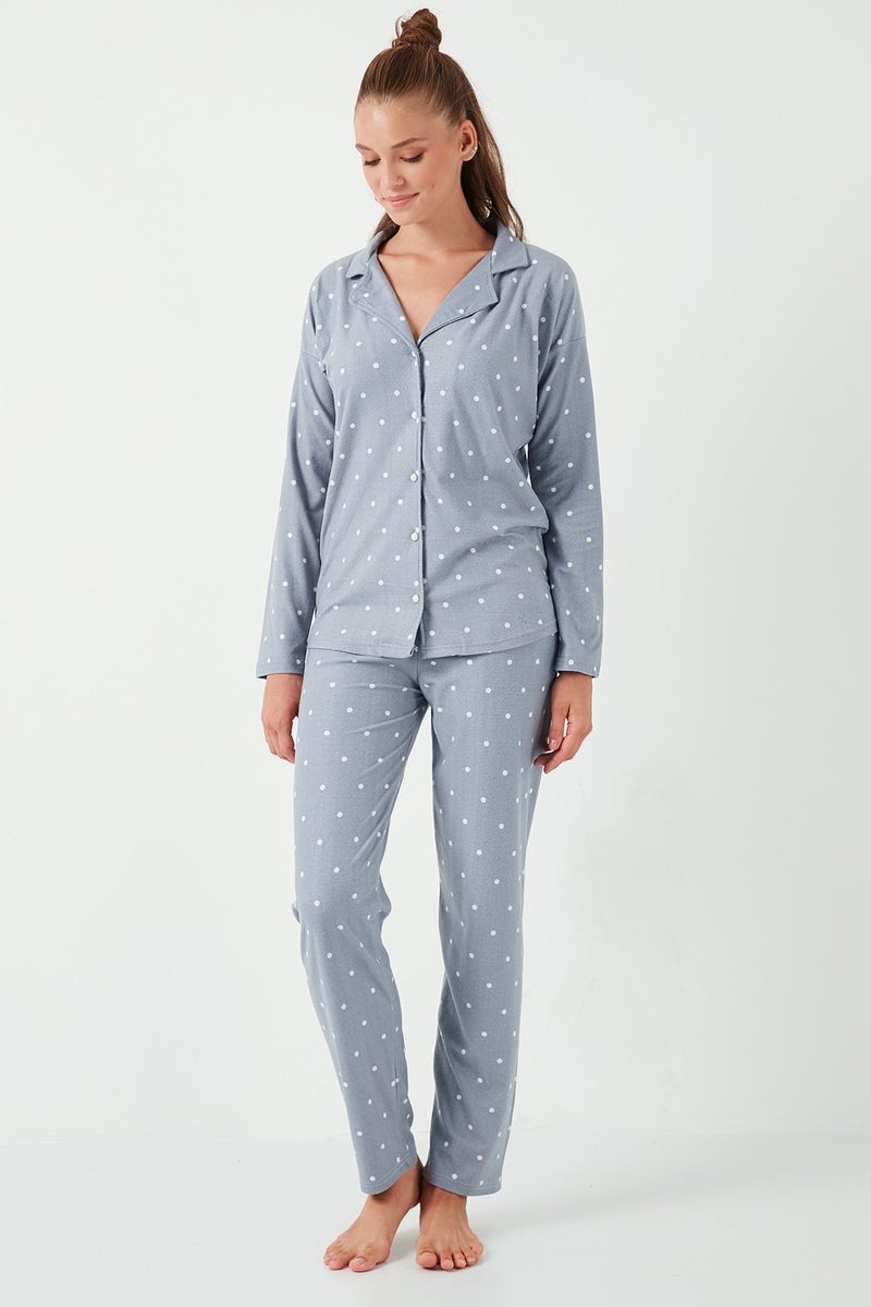 Lela Stretch Standard Fit Buttoned Pajama Set Women's Pajama Set 60956601  - Image 3