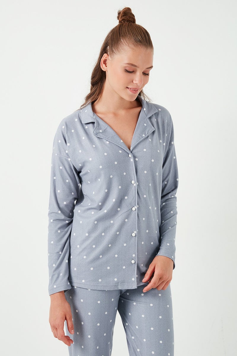 Lela Stretch Standard Fit Buttoned Pajama Set Women's Pajama Set 60956601  - Image 5