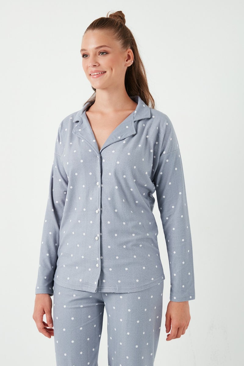 Lela Stretch Standard Fit Buttoned Pajama Set Women's Pajama Set 60956601  - Image 4
