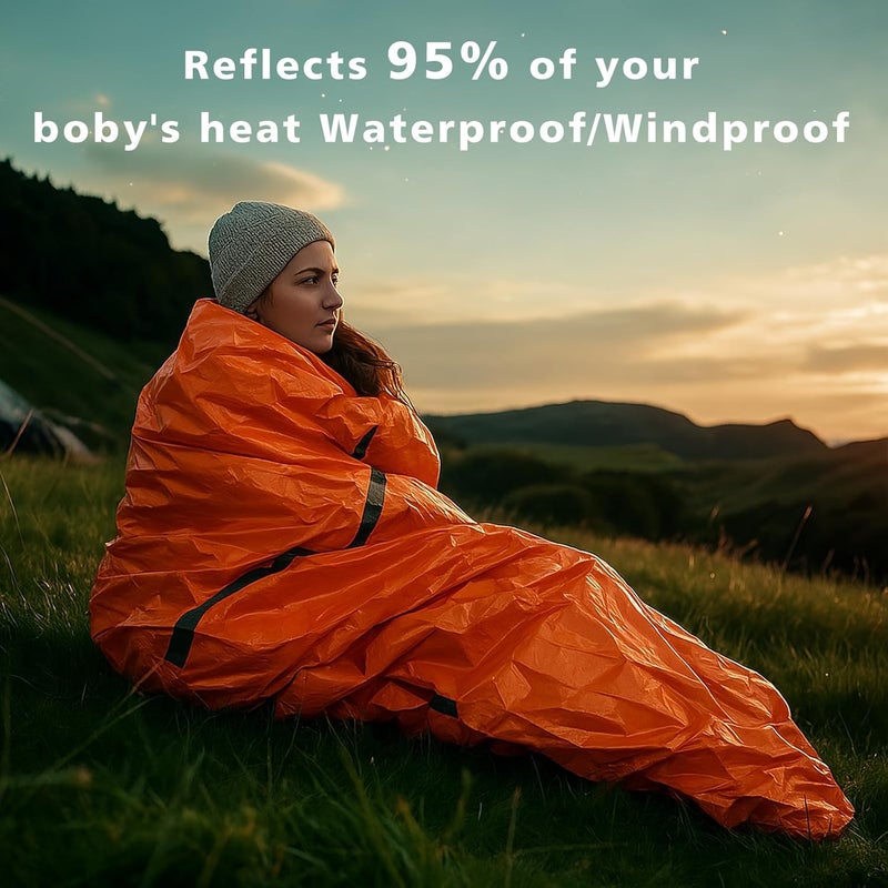 Zmoon Emergency Sleeping Bag Survival Bag, Portable Waterproof Thermal Bivy Sacks,Bivvy Bags,Camping Mylar Sleeping Bag Survival Gear Emergency Blankets Survival Shelter - Image 5