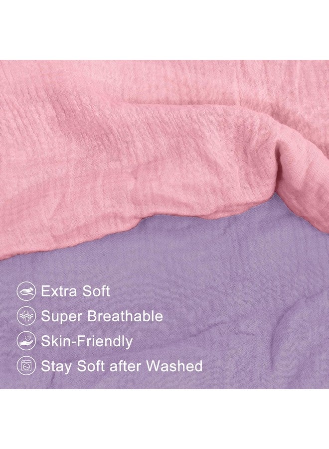 Pro Goleem Muslin Nursing Pillow Cover Soft Breathable Cotton Feeding Pillow Slipcover For Breastfeeding Moms Fits Standard Infant Nursing Pillow For Boys And Girls 2 Pack (Pink＆Purple) - Image 2