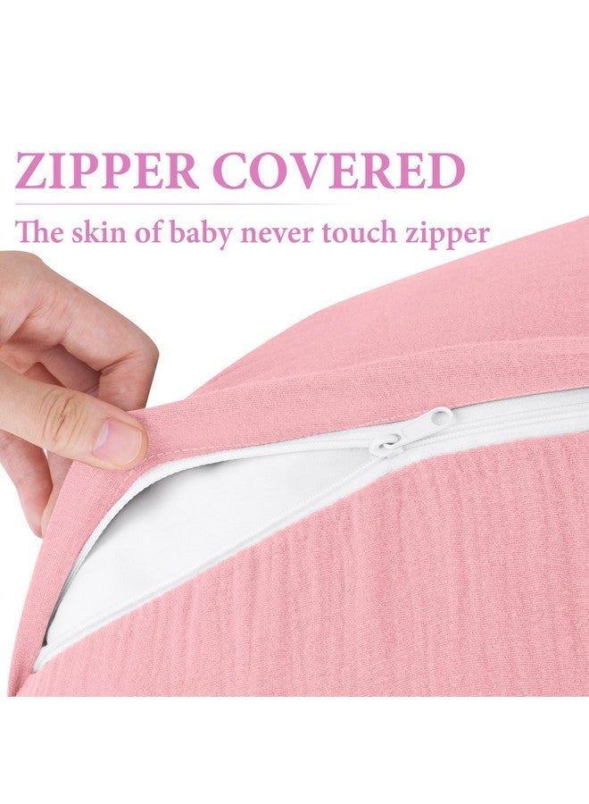 Pro Goleem Muslin Nursing Pillow Cover Soft Breathable Cotton Feeding Pillow Slipcover For Breastfeeding Moms Fits Standard Infant Nursing Pillow For Boys And Girls 2 Pack (Pink＆Purple) - Image 5