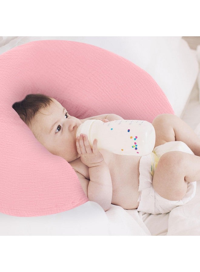 Pro Goleem Muslin Nursing Pillow Cover Soft Breathable Cotton Feeding Pillow Slipcover For Breastfeeding Moms Fits Standard Infant Nursing Pillow For Boys And Girls 2 Pack (Pink＆Purple) - Image 4