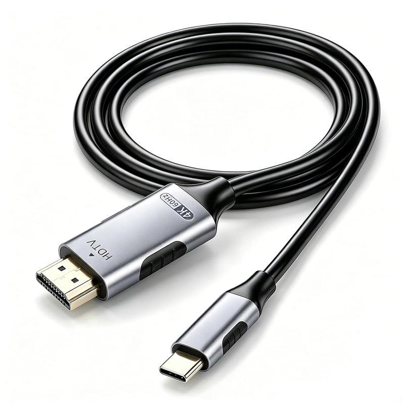 مكبازل كابل Mcbazel من USB-C إلى HDMI بطول 3 أمتار بدقة 4K@60Hz، محول من Type-C إلى HDMI لأجهزة MacBook Pro/Air، iPad Pro، Samsung Galaxy S24/S23، Surface – جاهز للاستخدام الفوري، هيكل من الألومنيوم - Image 1
