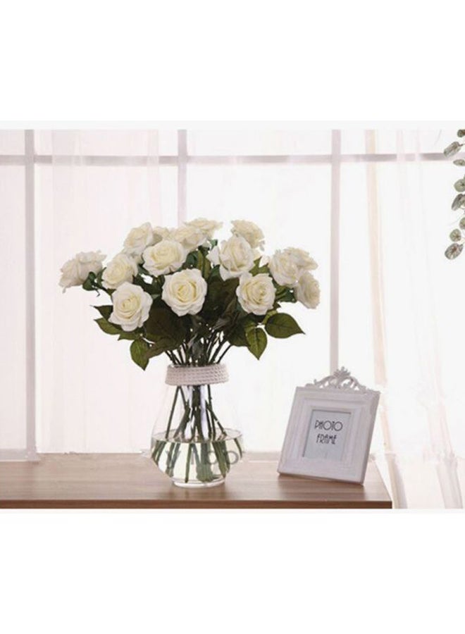 Artificial Rose Flower White/Green 45cm - Image 2