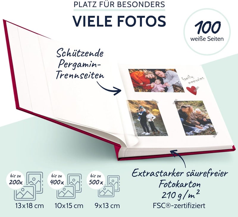 Goldbuch 31807 Summertime Trend Photo Album, 30 x 31 cm, Photo Book with 100 White Pages & Glassine Dividers, Linen Photo Album, Memory Album, Blackberry - Image 4