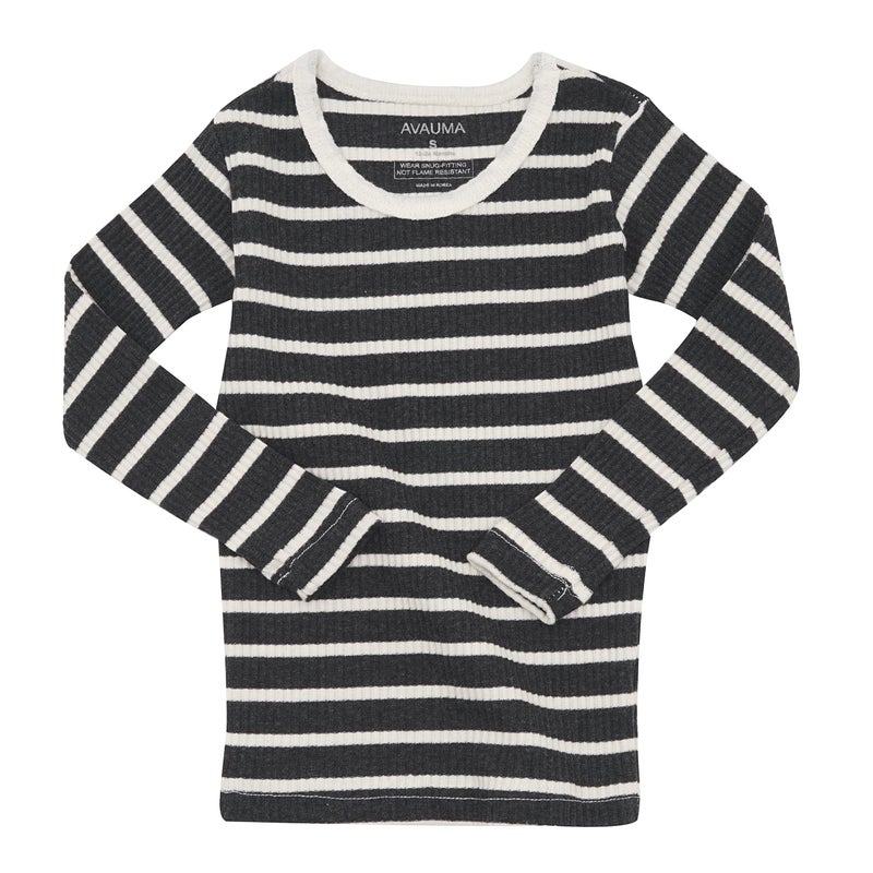 AVAUMA Baby Boys Girls Pajama Set 6M-7T Kids Cute Toddler Snug fit Pjs Cotton Sleepwear (Stripe_Charcoal Large) - Image 4