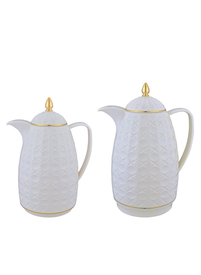 REEM 2-Piece Tea/Coffee Flask Set 0.6L & 1L Beige/Gold 