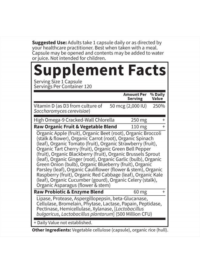 Garden of Life Vitamin D, Vitamin Code Raw D3, Vitamin D 2,000 IU, Raw Whole Food Vitamin D Supplements with Chlorella, Fruit, Veggies & Probiotics for Bone & Immune Health, 120 Vegetarian Capsules - Image 5