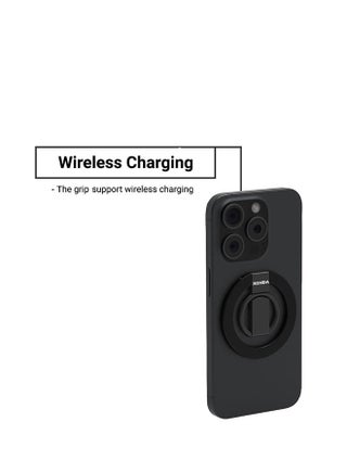MagSafe Phone Grip Black - Easy to install, can be used with 3 fingers, supports wireless charging, works with most smartphones. - view 2