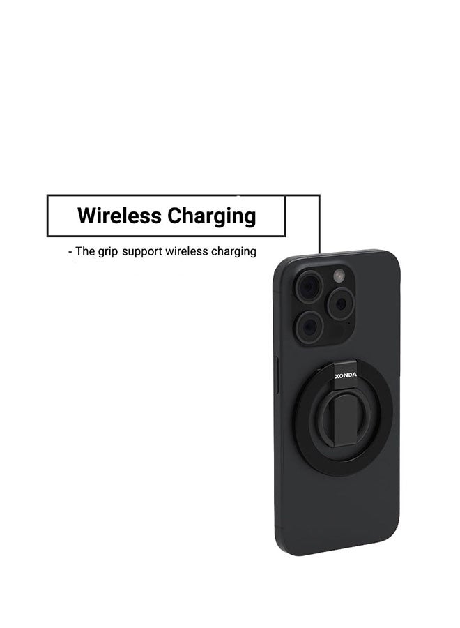 Xonda MagSafe Phone Grip Black - Easy to install, can be used with 3 fingers, supports wireless charging, works with most smartphones. - Image 2